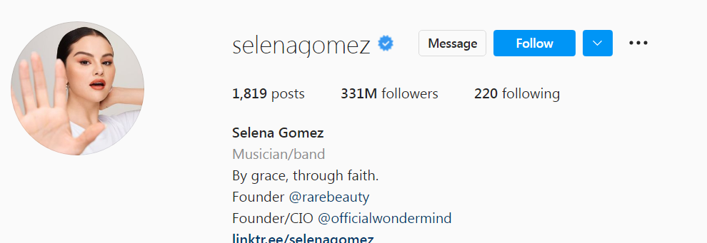 Selena Gomez پیج اینستاگرام